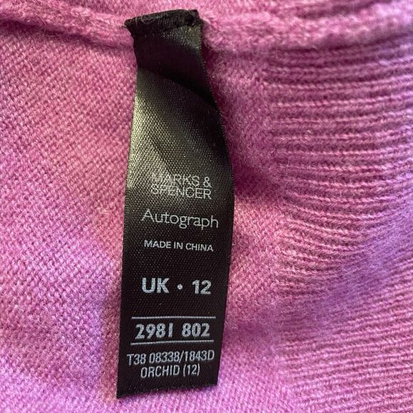 M&S Autograph Womens Cashmere Sweater Cardigan Orchid Purple Sz. M UK 12 - Picture 8 of 9